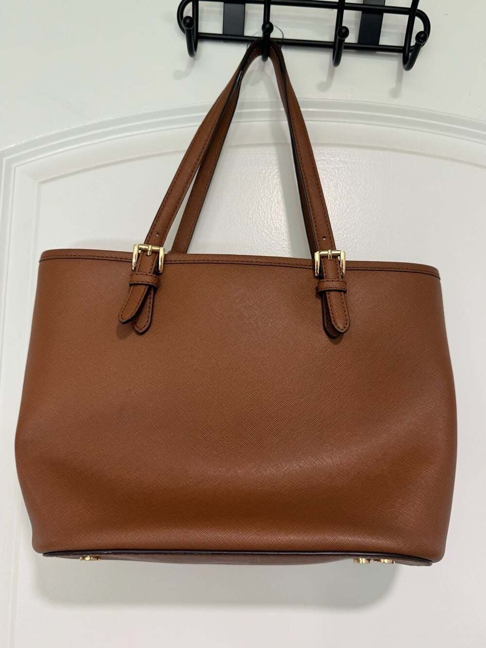 Michael Kors Jet Set Brown Saffiano Leather Tote Shoulder Bag Classic - Picture 3 of 14